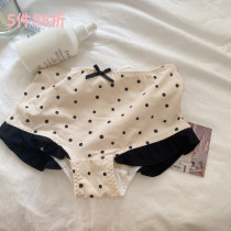 Daily Happy Black Sugar Pearl Flat Angle Wave Dot Lotus Leaf Lace Girl Sweet pants Triangle Pants Girl 110