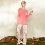 Хлопковая демисезонная дизайнерская пижама, 2019, круглый воротник, свободный крой