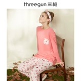 Хлопковая демисезонная дизайнерская пижама, 2019, круглый воротник, свободный крой