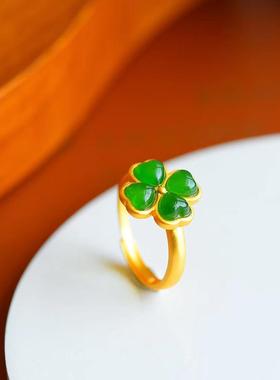 幸运镶嵌幸运草戒指戒指