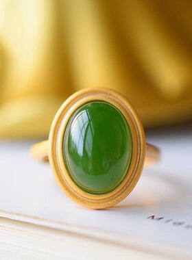 轻奢小众时尚个性天然椭圆戒指祖