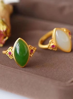 新款戒指指环银镶嵌鎏金工艺小众时尚设计气质百搭开口戒指女士款