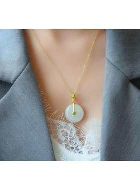 平安扣吊坠莲蓬银镶嵌莲蓬扣项链