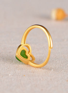 女士款碧玉款活口戒指