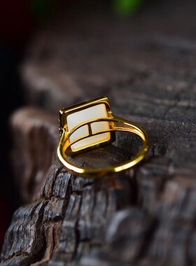 祥云晴水色碧玉祥云戒指开口可调