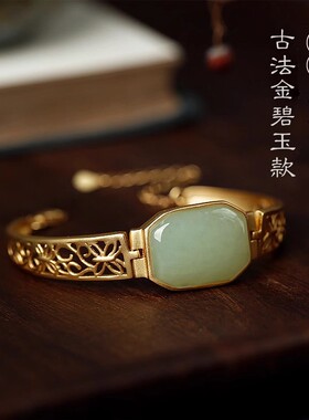 复古玛品平安无事牌S925纯银手镯