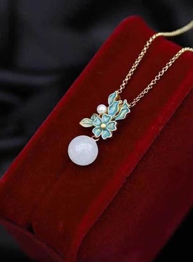 花团锦簇珐琅吊坠国潮时尚小众轻