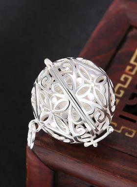 镀银项链配镂空圆球吊坠