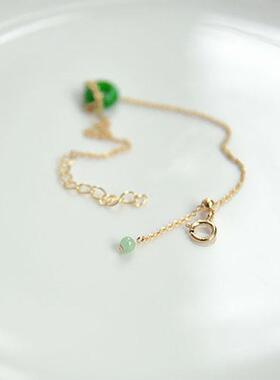 天然碧玉平安扣镀金手链女镶嵌玉石手串高级感民族风复古手饰礼物