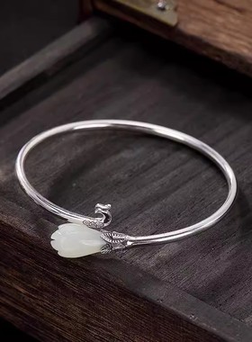 S925纯银手镯女复古时尚银饰品