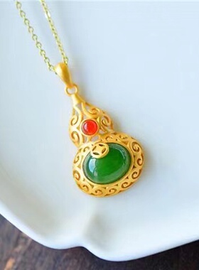 碧绿葫芦吊坠民族风项链复古个性开口女挂坠小众设计气质女士款