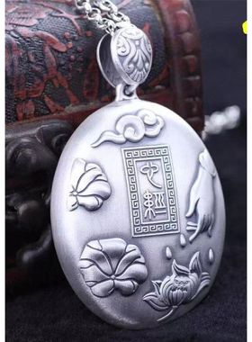 复古做旧泰银莲花吊坠男女时尚挂