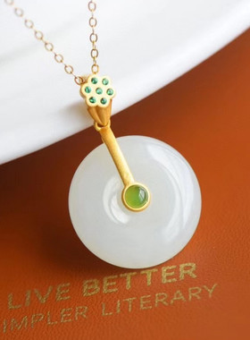 平安扣吊坠莲蓬银镶嵌莲蓬扣项链