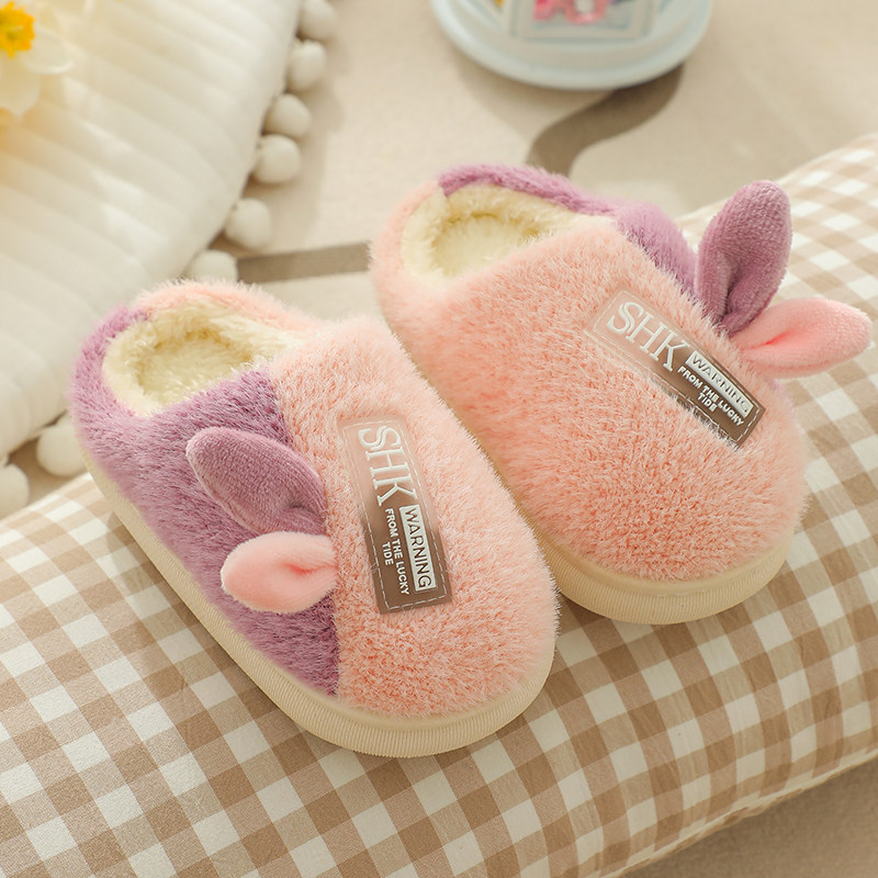 2025儿童棉拖鞋亲子鞋加绒加厚软底居家卡通男女童小孩毛拖鞋棉拖