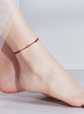 夏季新款平安扣手链脚链男女情侣手绳脚绳足链镀黄金沙转好运简约