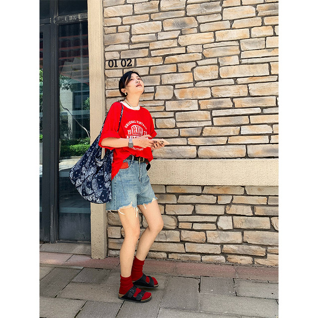 Women's short-sleeved thin letter printed cotton