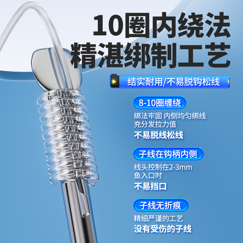 川泽升级鲢鳙新关东无刺鱼钩正品绑好子线双钩成品浮钓鲢鳙钓组 - 图0