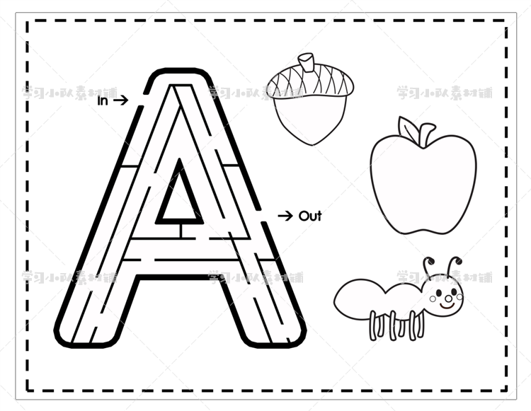 A36英语早教启蒙素材 26个字母迷宫大写涂色练习源文件电子版-图0