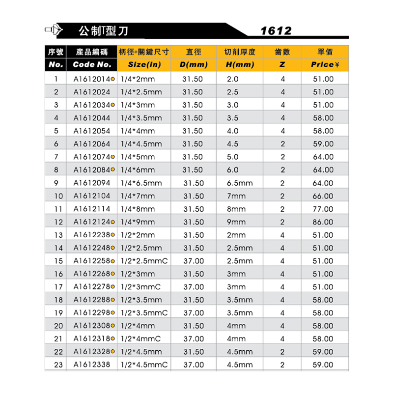 雅登公制T型刀电木铣铣刀开槽刀具修边机刀头木工雕刻机锣刀