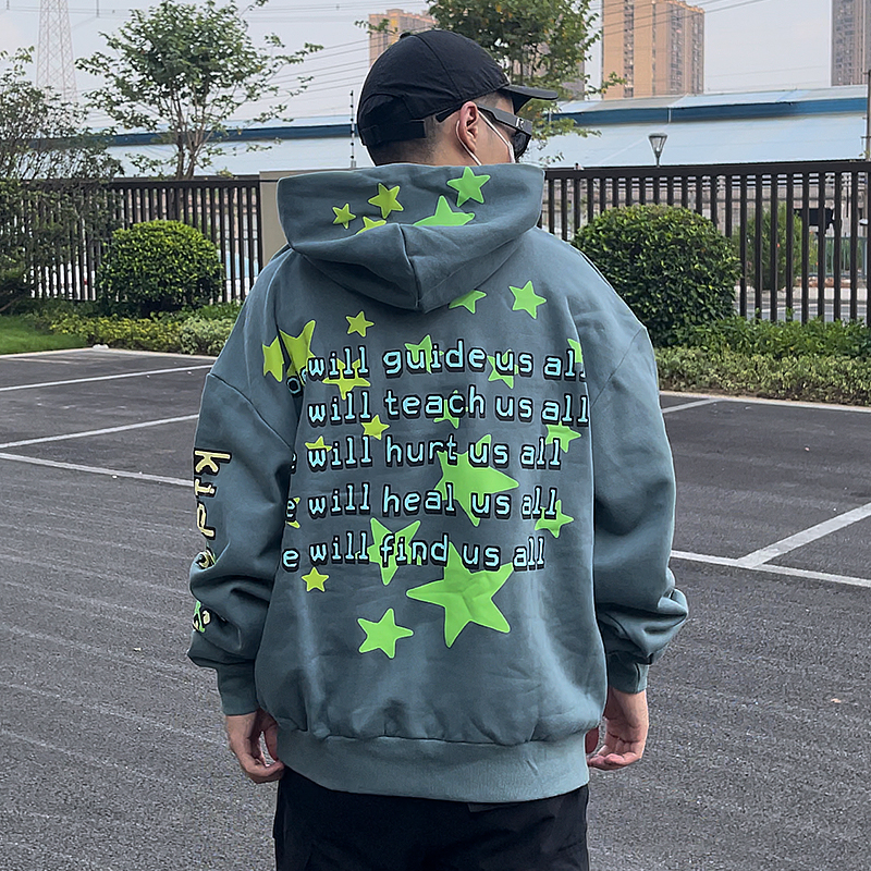 CPFM KID CUDI Hoodie联名款夜光五角星星发泡字母连帽卫衣帽衫-图0