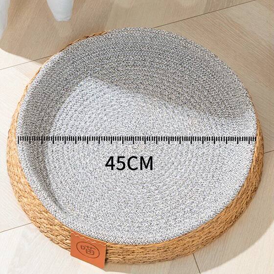 Cattail cat nest with cotton rope can be used in all seasons to cool down and relieve heat