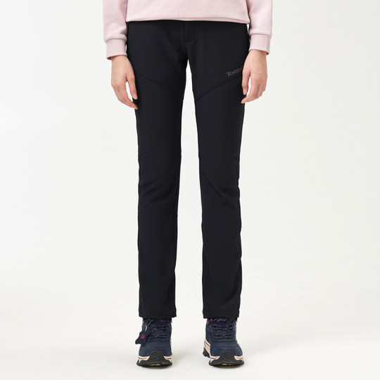 探路者软壳裤男女款秋冬加绒加厚防风防水长裤徒步登山滑雪冲锋裤