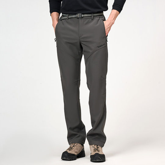 探路者软壳裤男女款秋冬加绒加厚防风防水长裤徒步登山滑雪冲锋裤