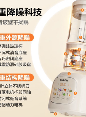 苏泊尔破壁料理机降噪免滤豆浆机1.5L自清洁辅食机早餐机SPT202S