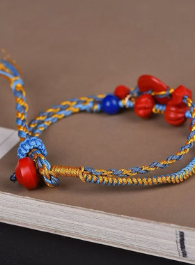 高含量朱砂南瓜珠星星手链女款