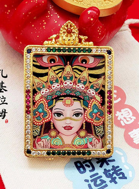 古风女款手工双面镶钻唐卡吊坠