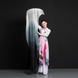 Настоящий шелковый танец вентилятор квадратный танец градиент чернила и чернила дети с длинными тени, такими как дым, длинный фанат фанатов шелкового фаната