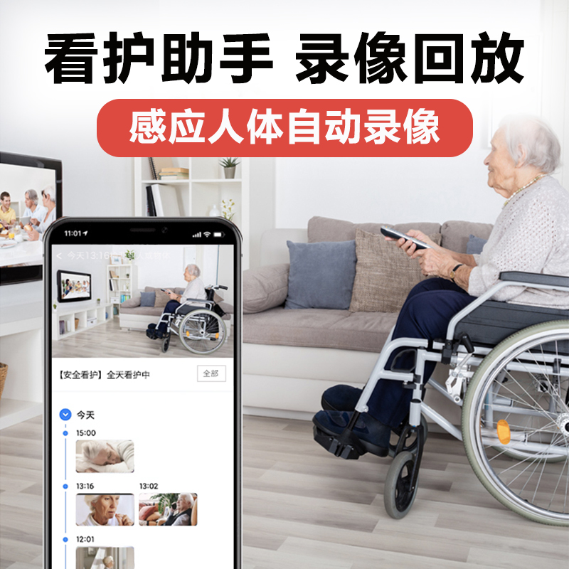 Remote two-way video call machine visual monitoring for the elderly