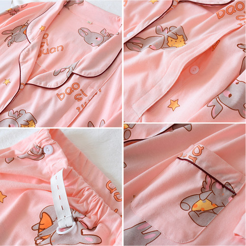 加肥大码200斤孕妇月子服春秋纯棉产后喂奶哺乳睡衣家居服套装女 - 图2