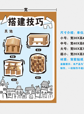 建筑师海报自粘幼儿园中大班建构区搭建技巧环创墙面布置区角贴纸