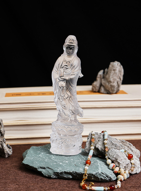 璃某某古法琉璃净瓶观音摆件