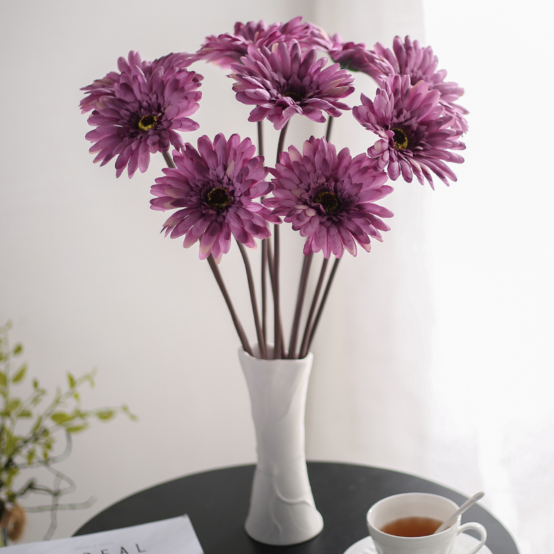 复古非洲菊仿真花束菊花向日葵塑料花室内装饰花客厅假花绢花单支-图0