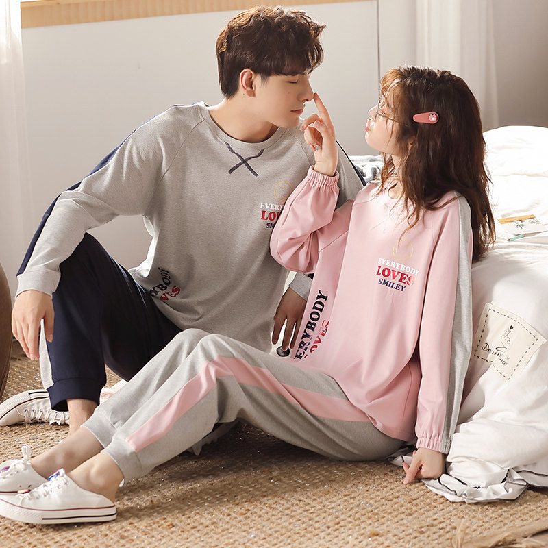 春秋季情侣秋纯棉长袖薄可爱睡衣 俏樱莎睡衣/家居服套装