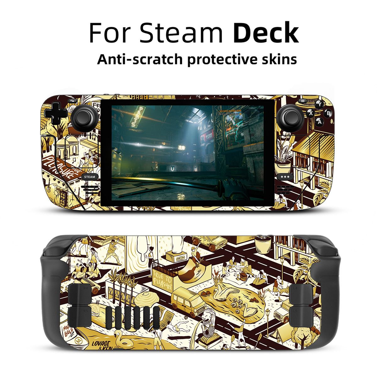 steamdeck oled游戏机贴纸痛贴防滑steam deck改色赛博朋克卡通贴-图3