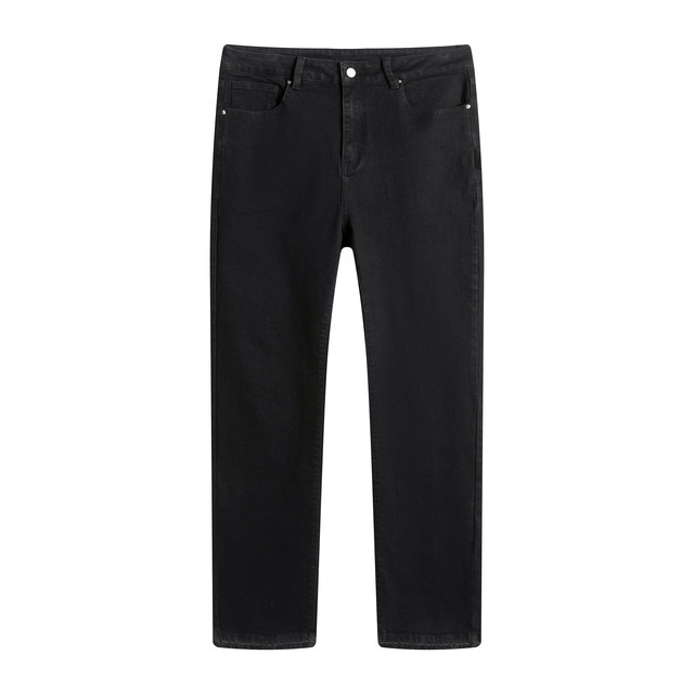 UNKNOWTAL Basic Washing Black Pants Foot Bringing Design denim trousers elastic straight splitted solid color wild trousers