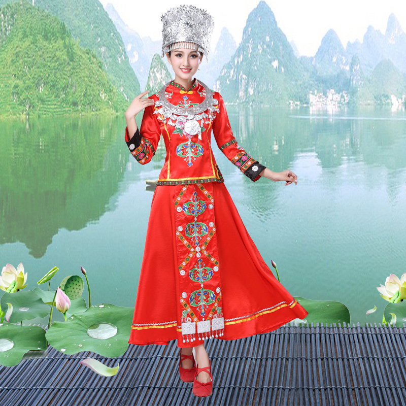 壮族族女云南瑶白瑶族土家族舞蹈服 莎朵韵民族服装/舞台装