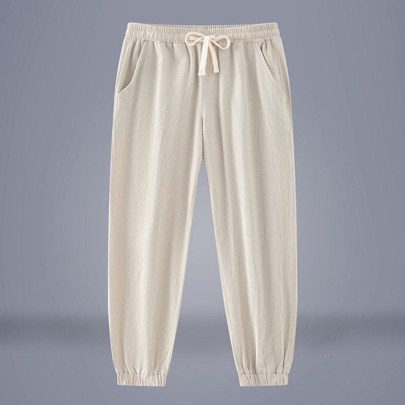 亚麻裤子男夏季薄款棉麻裤中国风大码男裤束脚哈伦裤宽松休闲长裤,淘宝优惠券,粉丝福利购,淘宝优惠卷