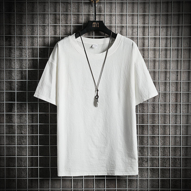 半截袖男亚麻短袖中国风宽松t恤 贵状T恤