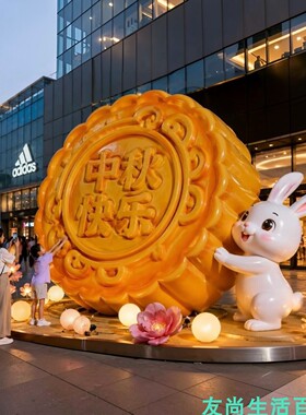 中秋团圆卡通月饼装饰摆件