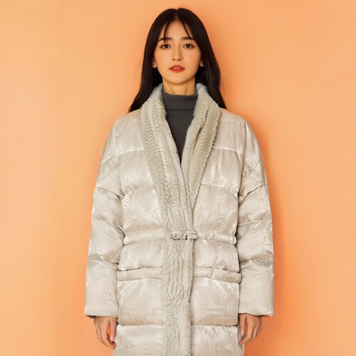 国风衣莎美诺冬中款羽绒服毛领厚外套女上衣Y364D9075 - 图0