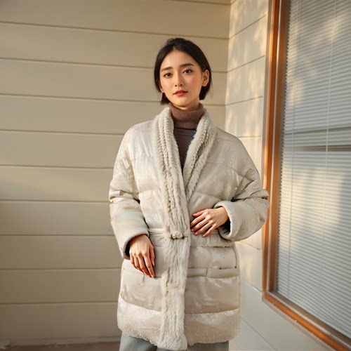 国风衣莎美诺冬中款羽绒服毛领厚外套女上衣Y364D9075 - 图1