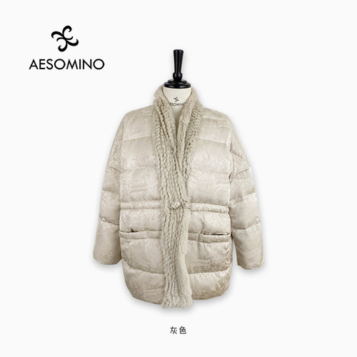 国风衣莎美诺冬中款羽绒服毛领厚外套女上衣Y364D9075 - 图3