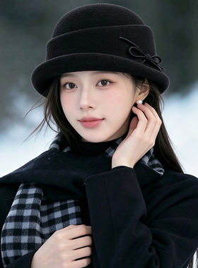 千金风礼帽女秋冬高级优雅贝雷帽