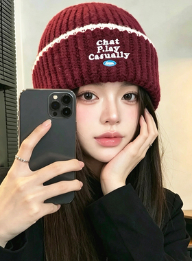 秋冬女款保暖护耳毛线帽子大头围