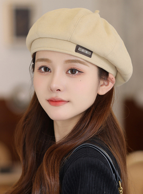 韩版ins百搭咖啡色贝雷帽女秋冬