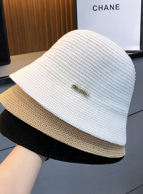 遮阳防晒编织轻薄透气渔夫帽夏女